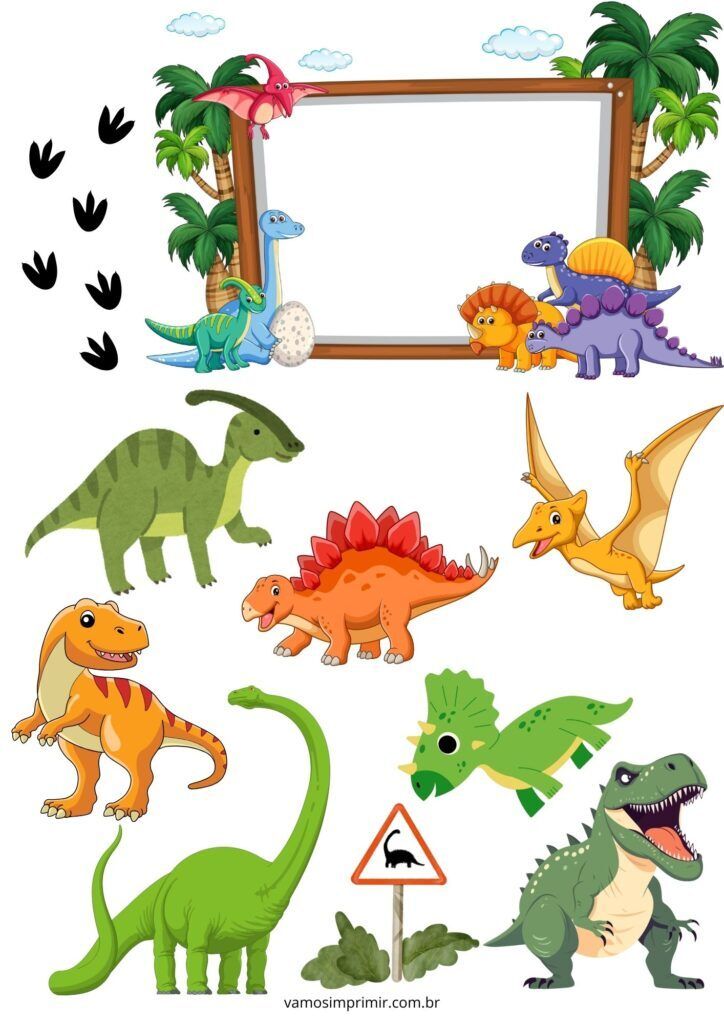 Topo de Bolo para Imprimir com Tema de Dinossauros