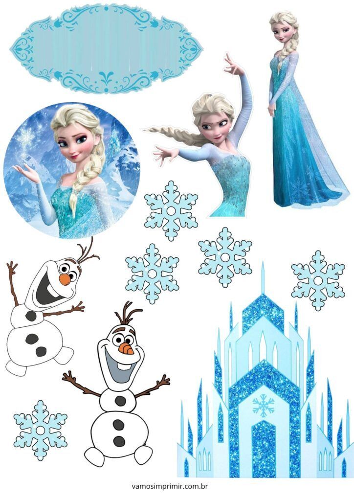 Topo de Bolo para imprimir com tema de gelo e neve