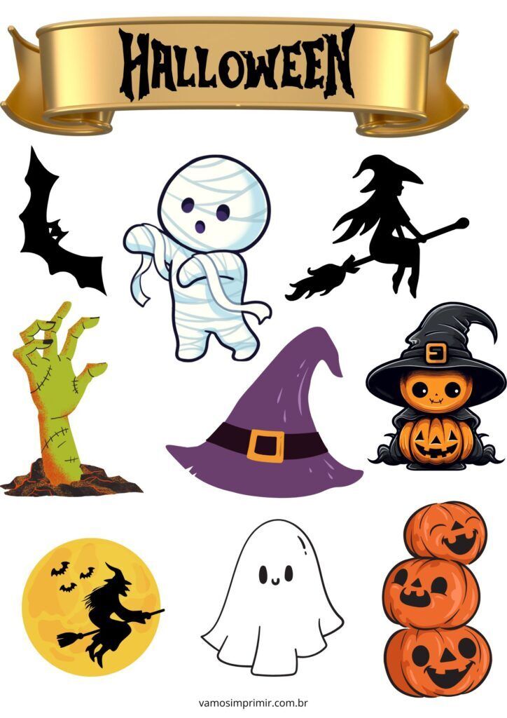 Topo de Bolo para Imprimir de Halloween Temático