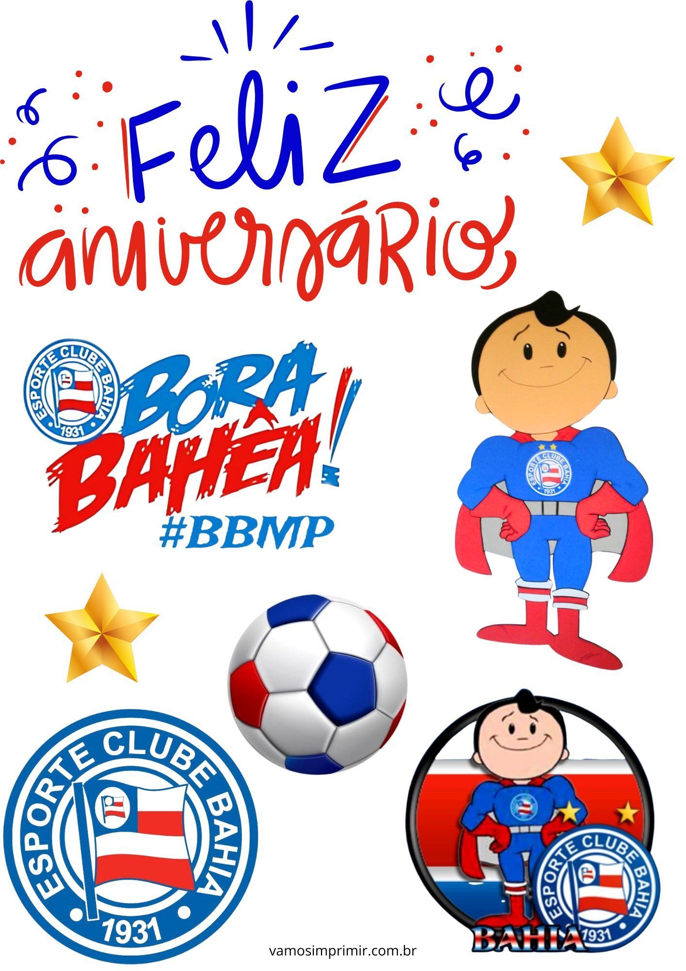 Topo de Bolo para Imprimir do Esporte Clube Bahia