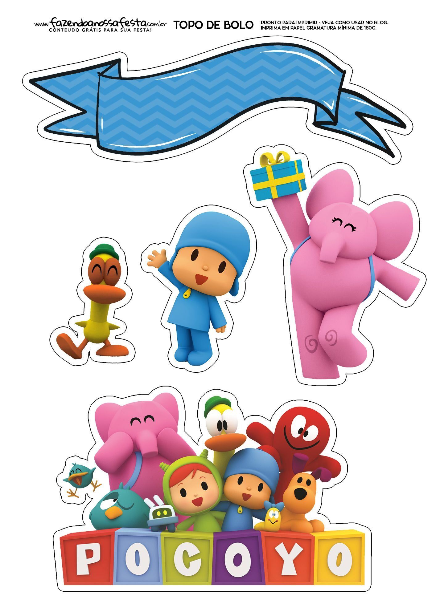 Topo de Bolo para Imprimir do Pocoyo e Amigos!