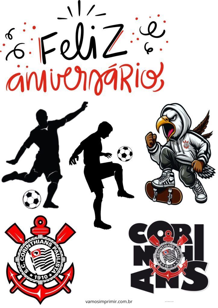Topo de Bolo para Imprimir Tema Corinthians com Gavião