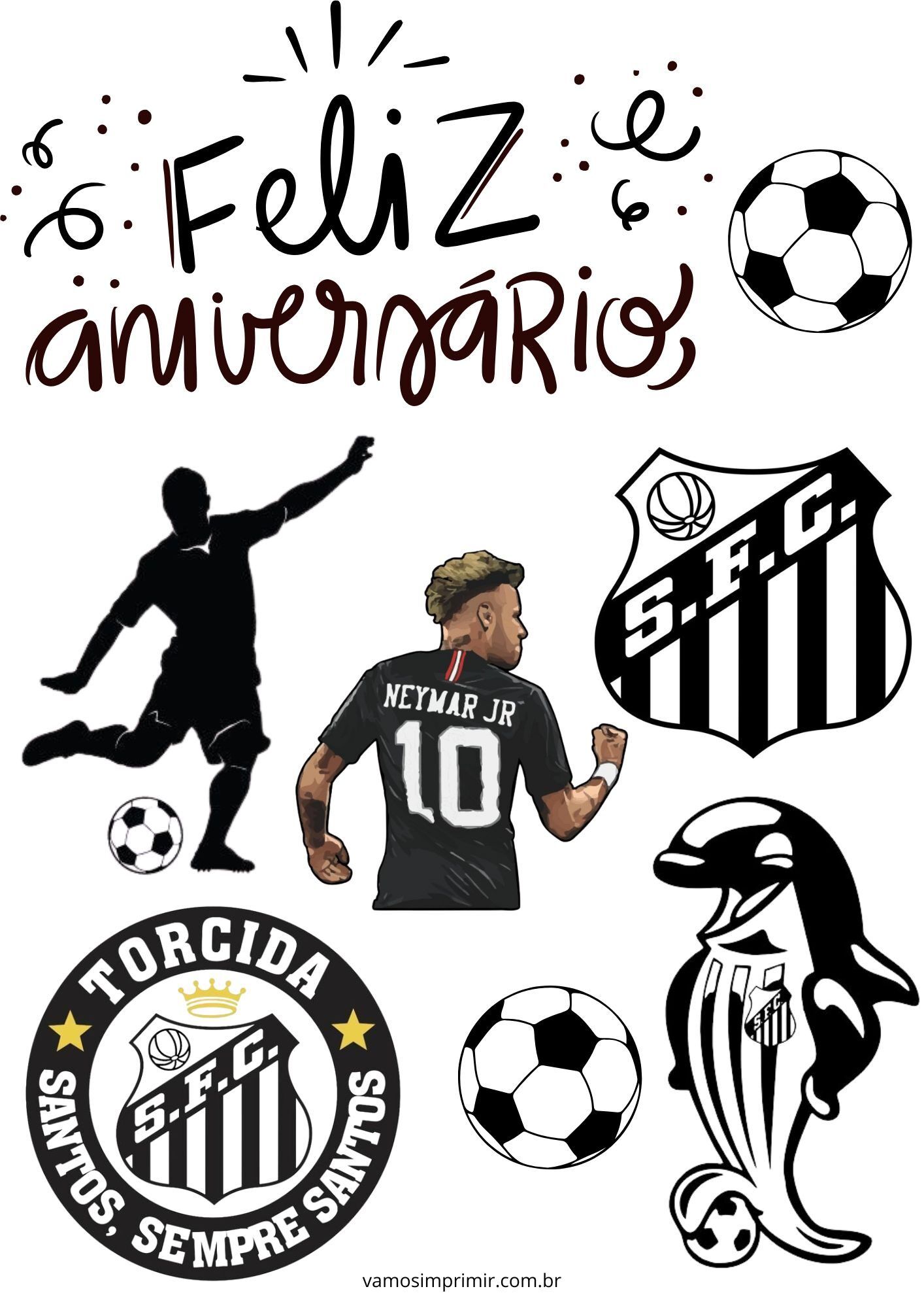 Topo de Bolo Personalizado do Santos para Imprimir