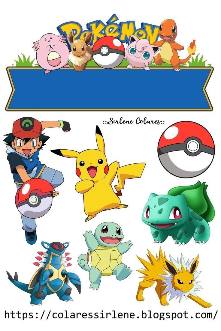 Topo de Bolo Pokémon para Imprimir e Personalizar