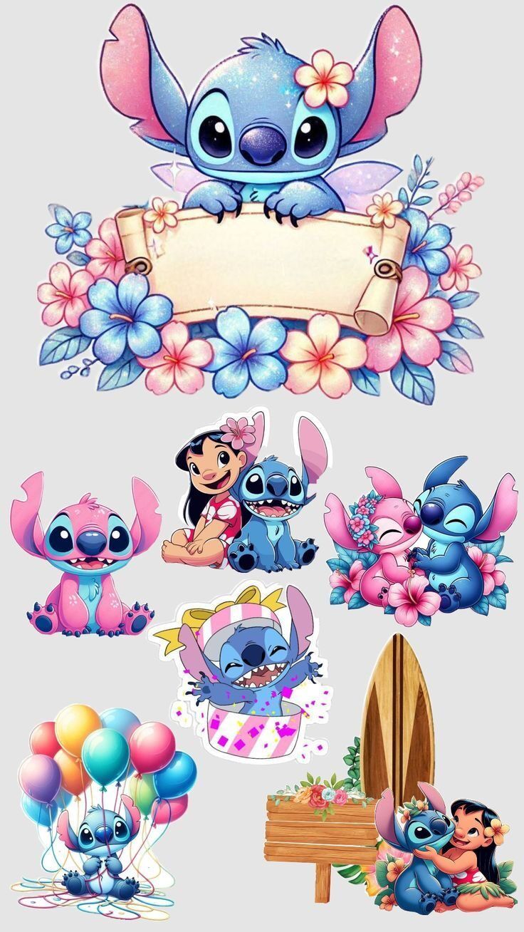 Topo de Bolo Stitch com Lilo para imprimir e decorar