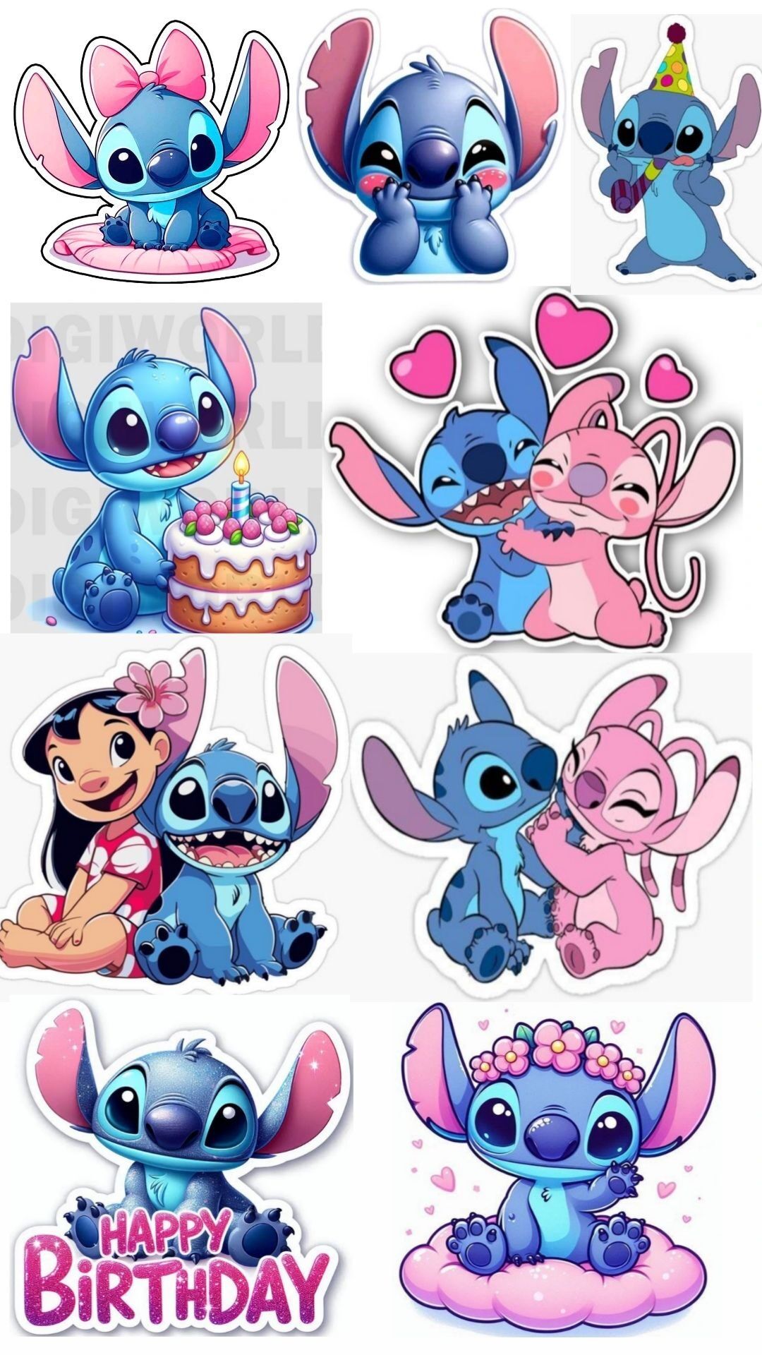 Topo de Bolo Stitch para imprimir com festa colorida