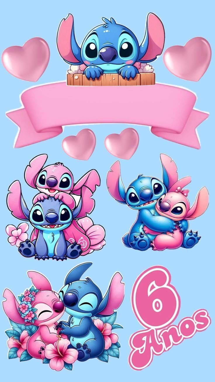 Topo de Bolo Stitch para imprimir com flores e Lilo