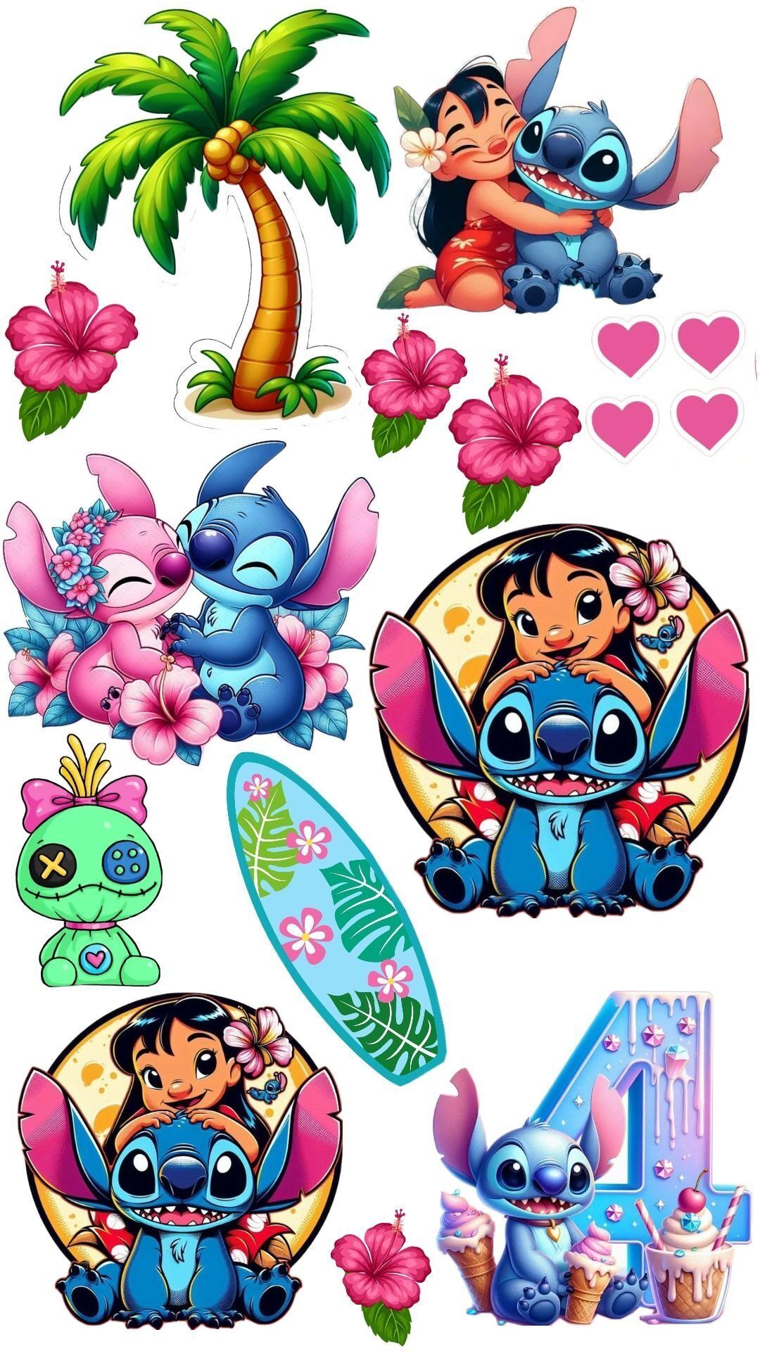 Topo de Bolo Stitch para imprimir em celebrações tropicais