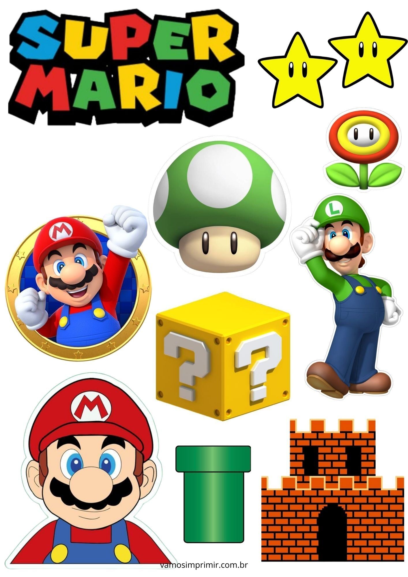 Topo de Bolo Super Mario para Imprimir - Decoração Divertida
