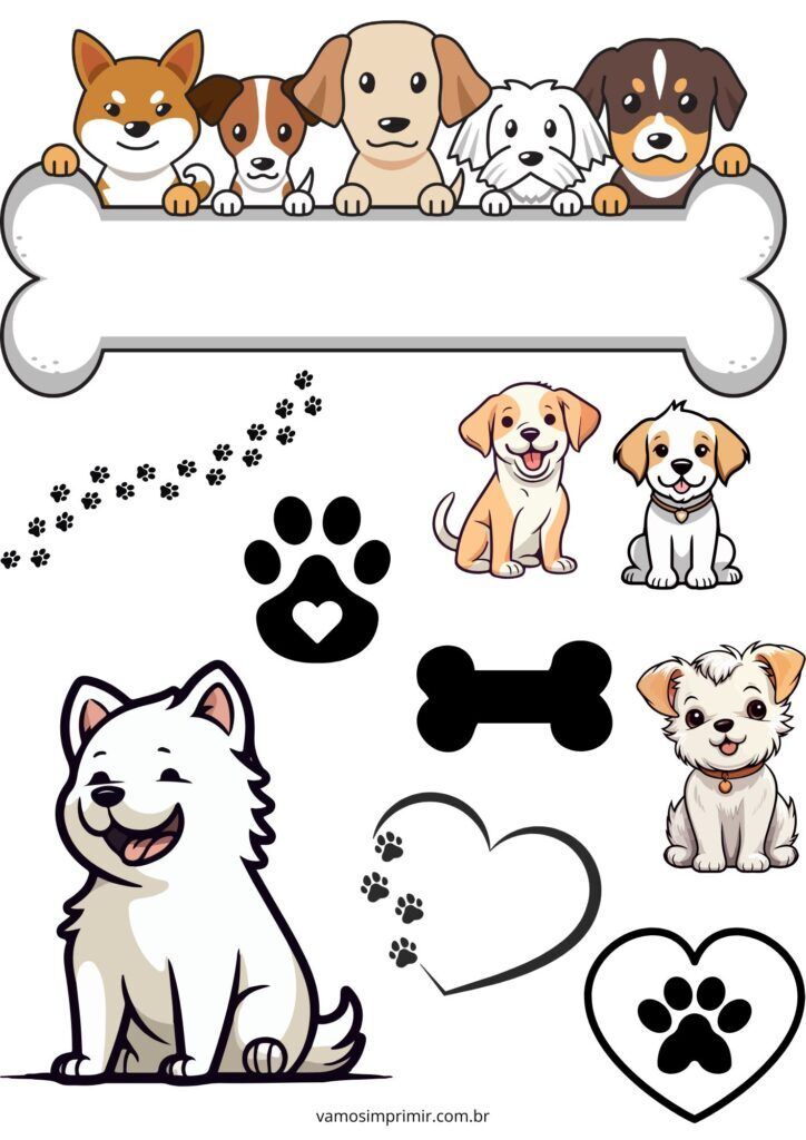 Topo de Bolo Temático de Cães para Imprimir