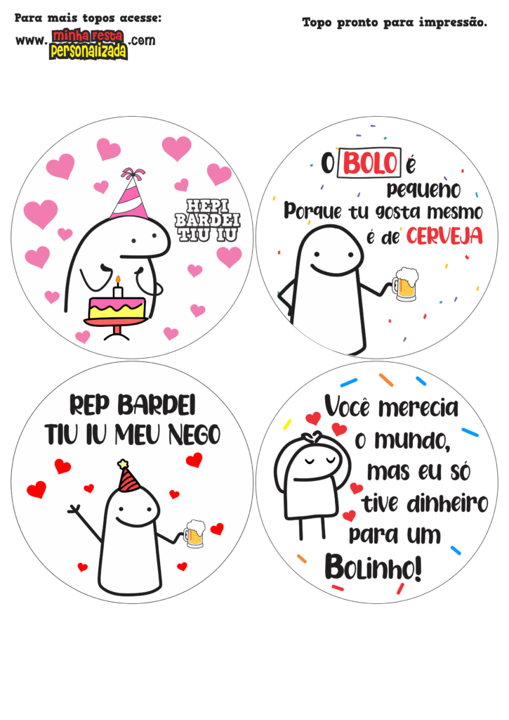 Topo de Bolo Temático de Cerveja para Imprimir