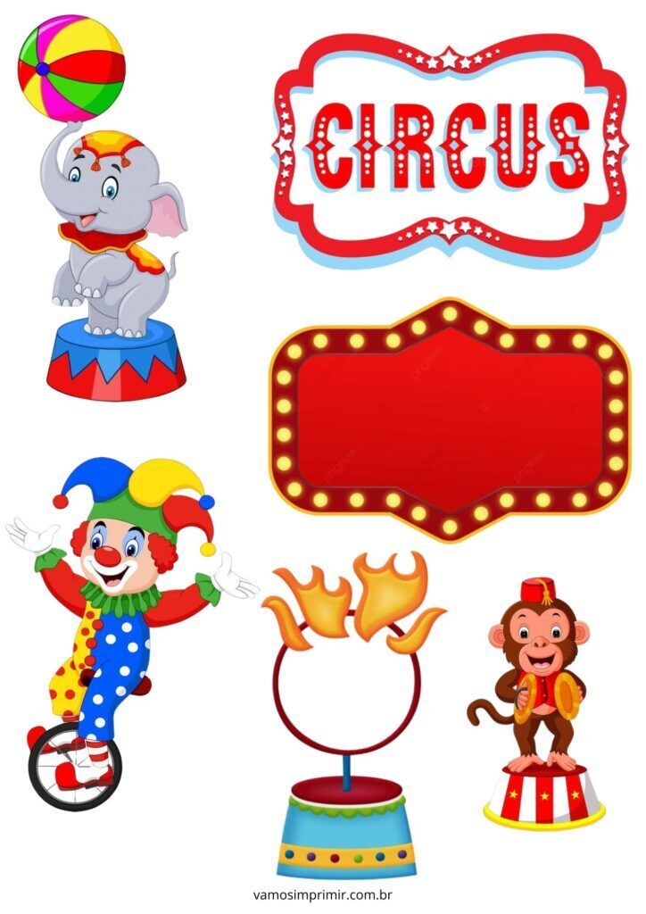 Topo de Bolo Temático de Circo para Imprimir