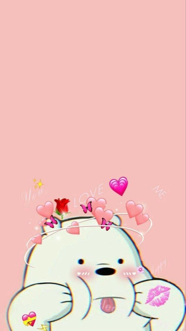 Ursinho Fofo em Fundo Rosa para Wallpaper