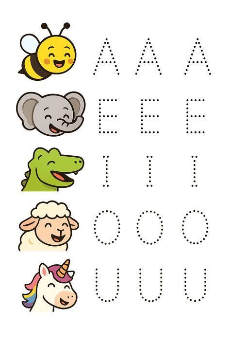 Vogais para Imprimir com Ilustrações Divertidas para Crianças